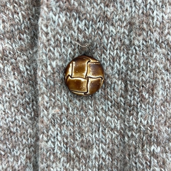 Jantzen Vintage Y2K Wool Grandpa Cable Knit Button Fisherman Gray Shawl Collar L - Picture 4 of 7